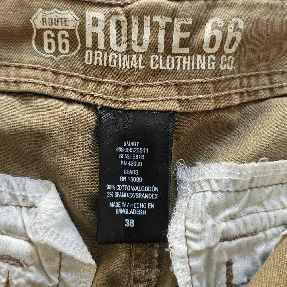 Route 66 Men's Cargo Shorts, Tan, Size 38